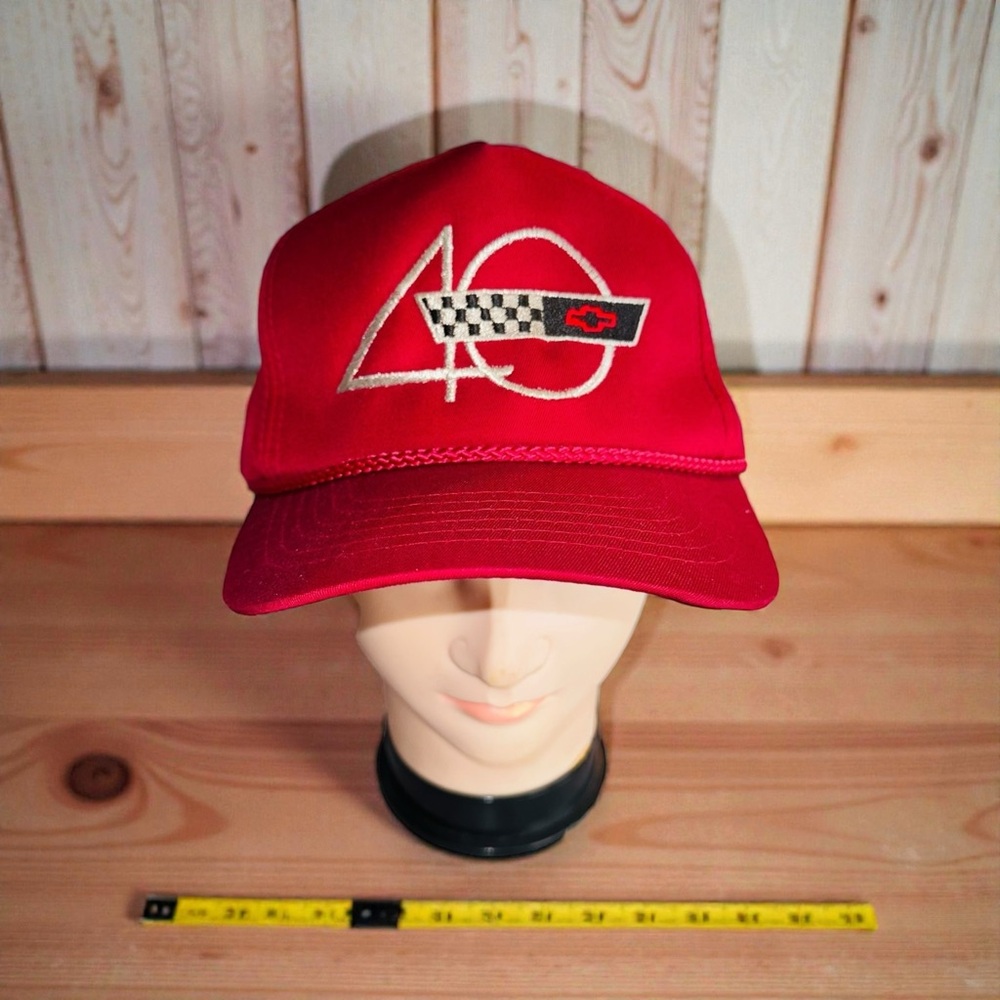 Vintage Chevrolet Corvette 40th Anniversary Hat Cap Snap Back Red Mens NWOT